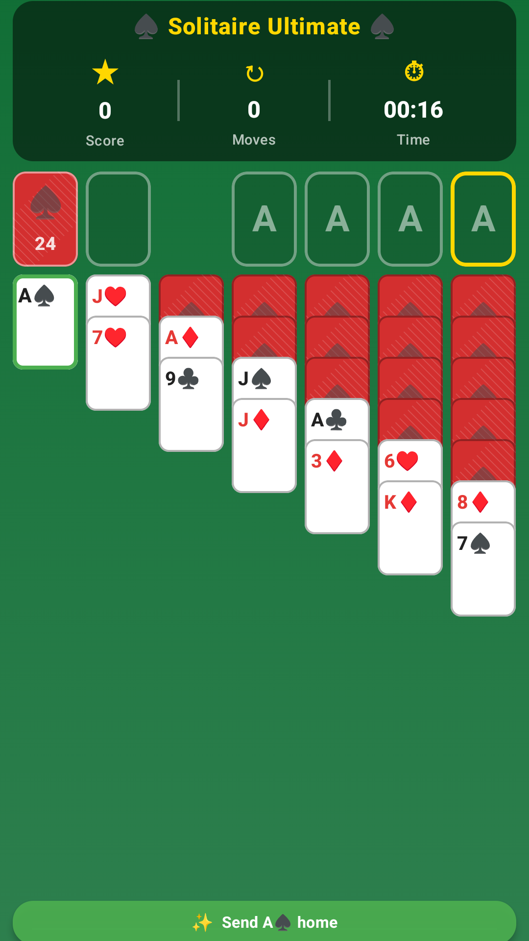 Solitaire Game home hub